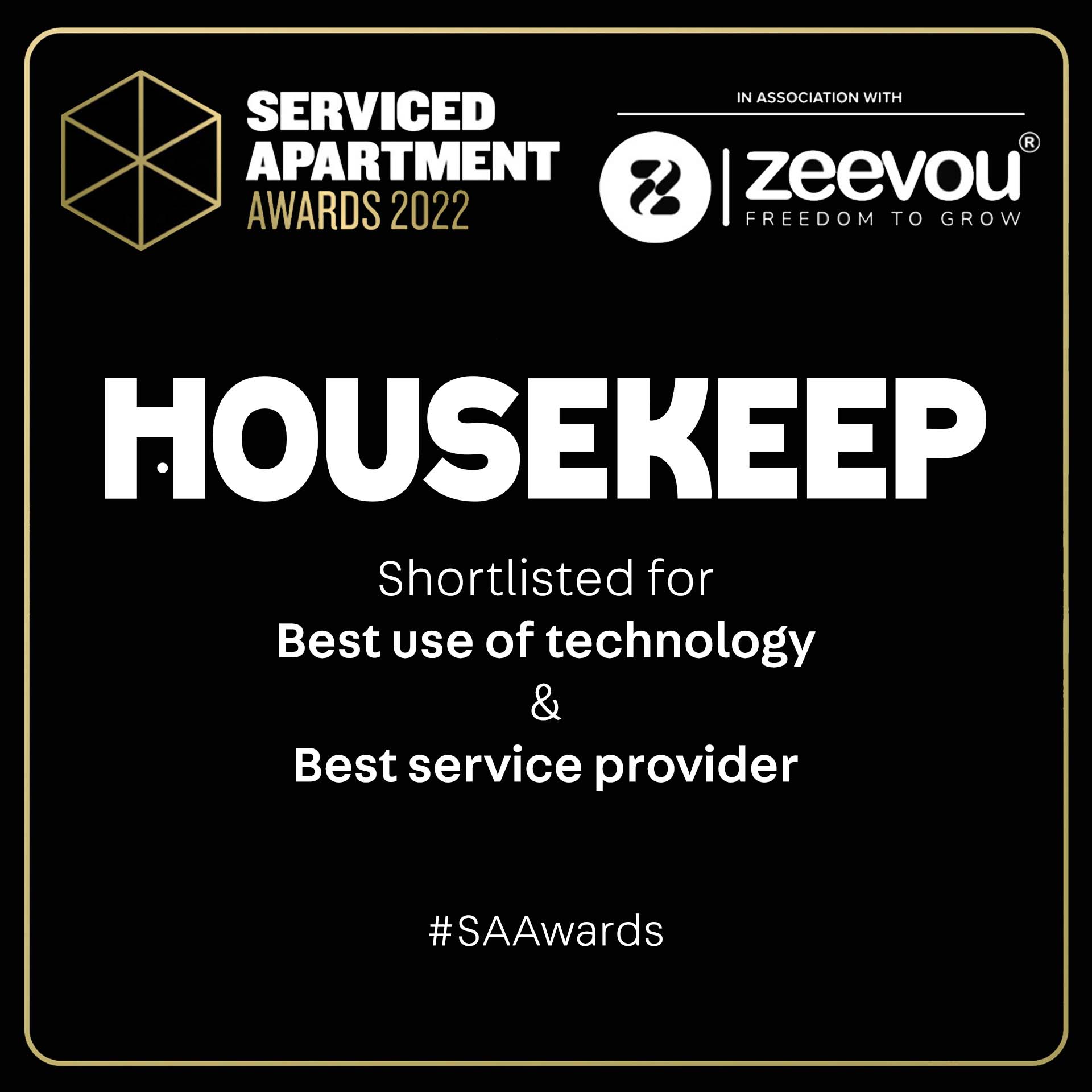 Housekeep shortlisted for the Serviced Apartment Awards 2022