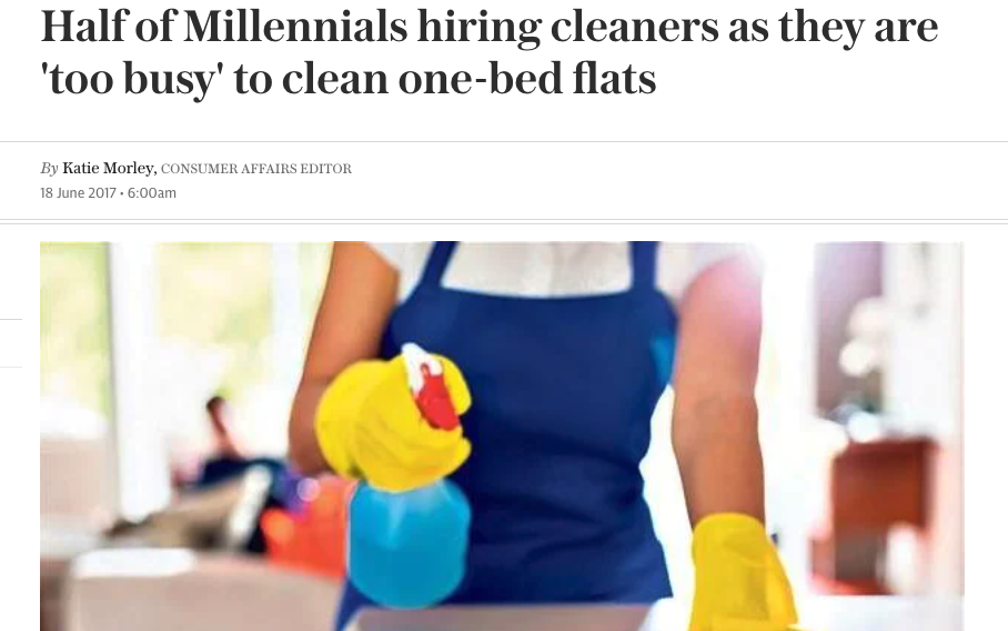 The Telegraph - Half of Millennials hiring cleaners