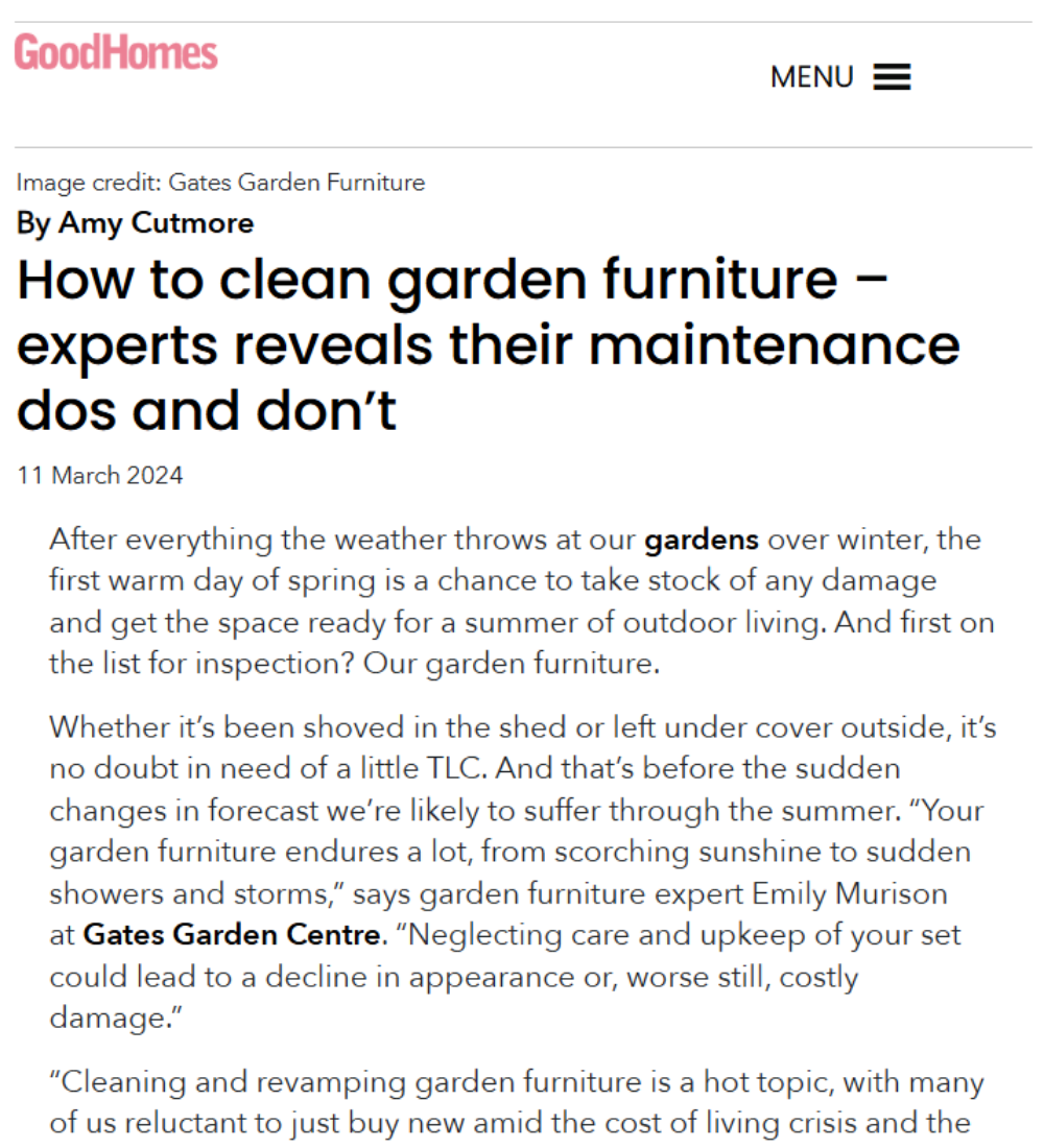 Good Homes: How to clean garden furniture - experts reveal their maintenance dos and don'ts