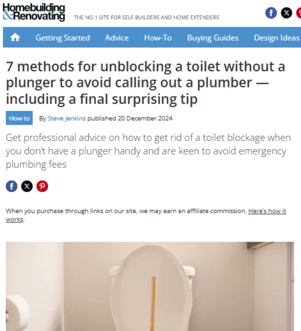 Homebuilding & Renovating - 7 methods for unblocking a toilet without a plunger to avoid calling out a plumber - including a final suprise tip