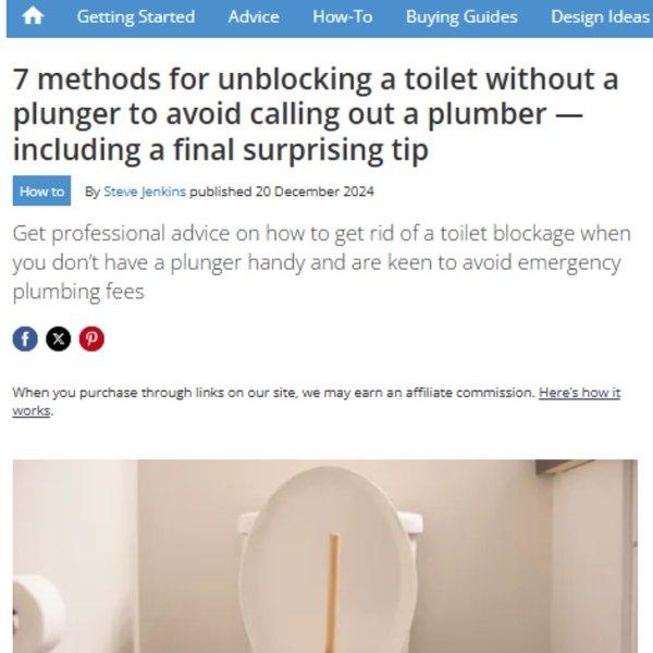 Homebuilding & Renovating - 7 methods for unblocking a toilet without a plunger to avoid calling out a plumber - including a final suprise tip