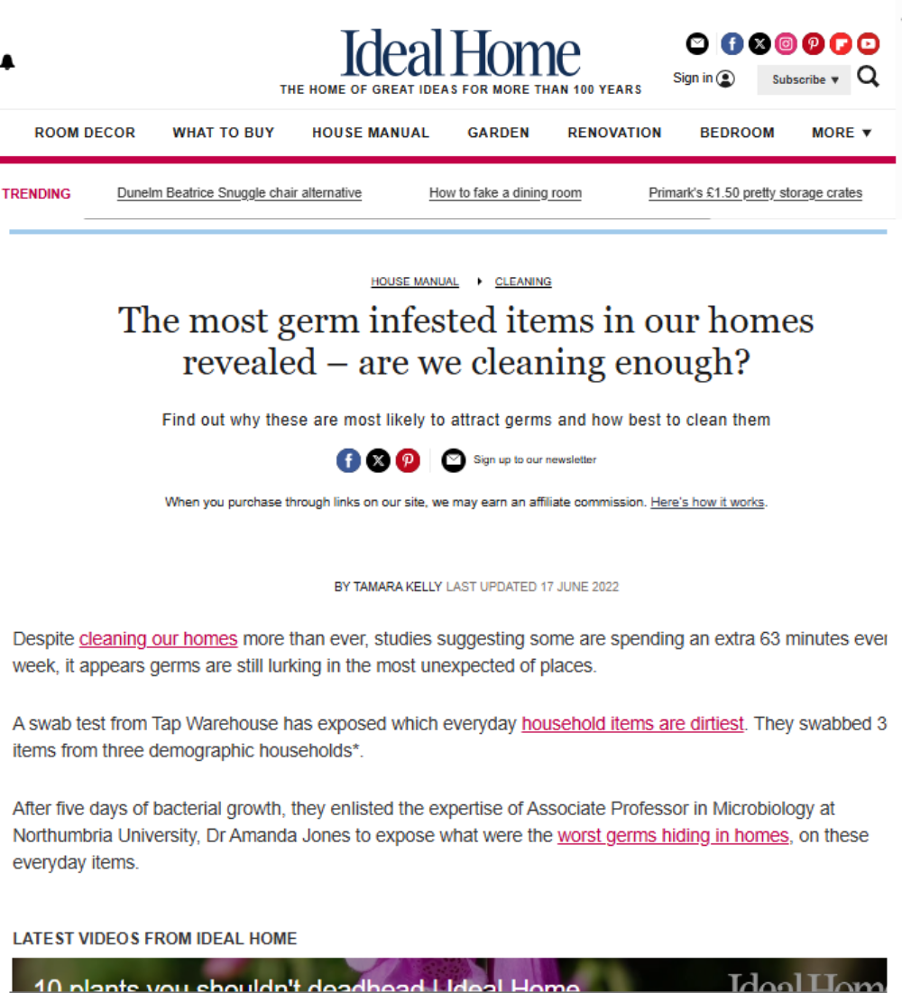 Ideal Home - The most germ infested items in our homes revealed - are we cleaning enough?