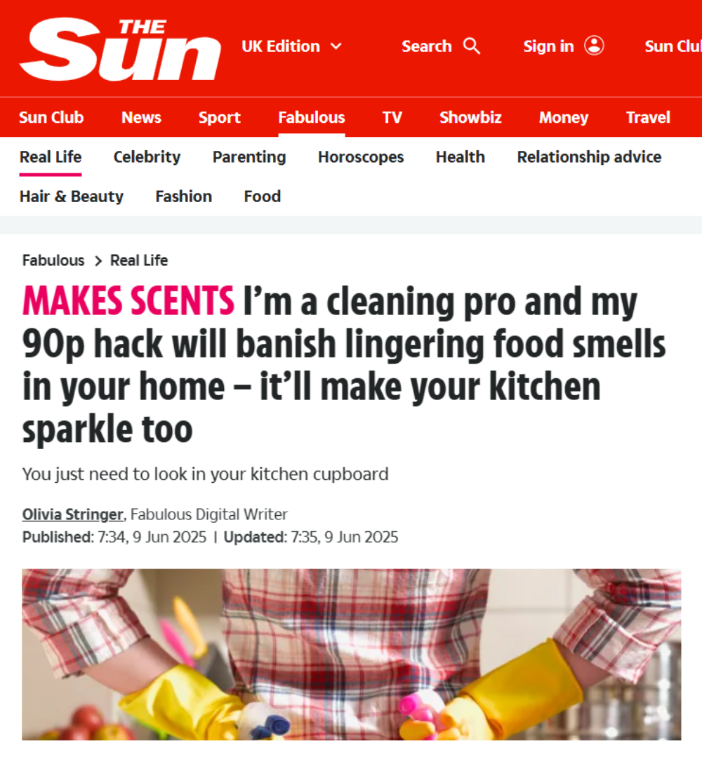 The sun - I’m a cleaning pro and my 90p hack will banish lingering food smells in your home – it’ll make your kitchen sparkle too