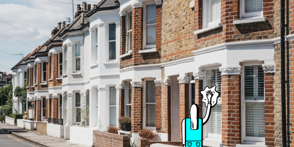 Housekeep cleaner window cleaning a London house