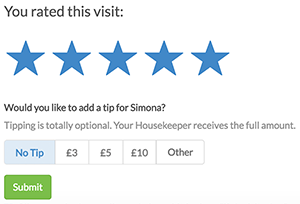 New feature: You can now tip your cleaner