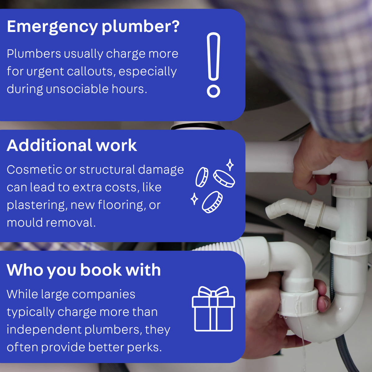 Infographic on factors affecting the cost of fixing a leaking pipe